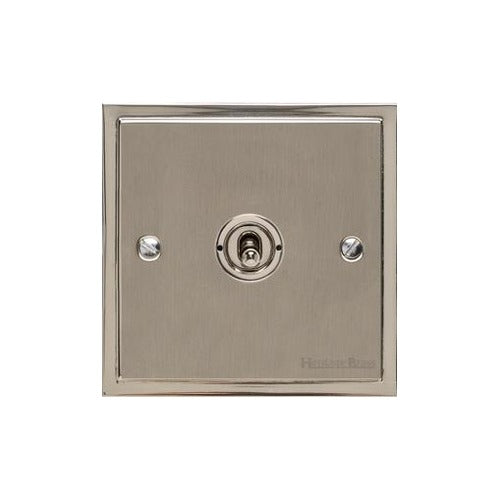 Elite Stepped Plate Range Satin Nickel Switches & Sockets, S05 - 1 Gang Intermediate Toggle Switch by Heritage Brass By M-Marcus