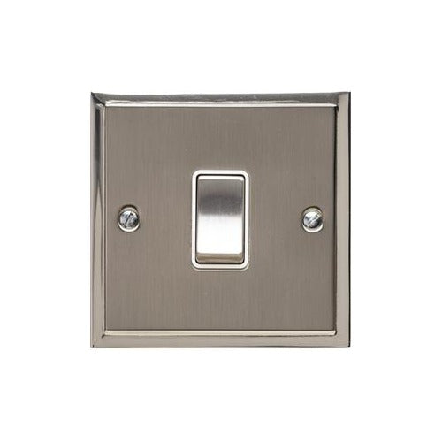 Elite Stepped Plate Range Satin Nickel Switches & Sockets, S05 - 1 Gang Rocker Switch by Heritage Brass By M-Marcus