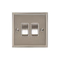 Elite Stepped Plate Range Satin Nickel Switches & Sockets, S05 - 2 Gang Rocker Switch by Heritage Brass By M-Marcus