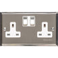 Elite Stepped Plate Range Satin Nickel Switches & Sockets, S05 - Double Socket (13 Amp) by Heritage Brass By M-Marcus