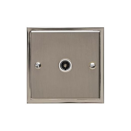 Elite Stepped Plate Range Satin Nickel Switches & Sockets, S05 - 1 Gang Isolated TV Coaxial Socket by Heritage Brass By M-Marcus