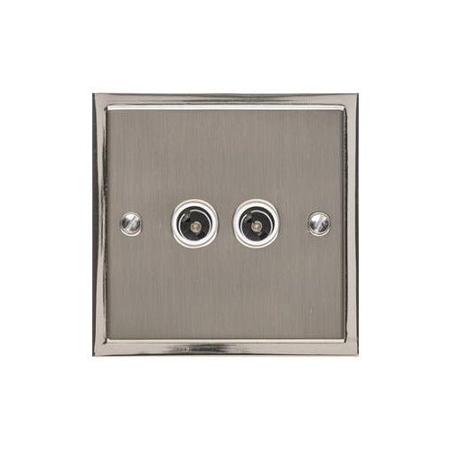 Elite Stepped Plate Range Satin Nickel Switches & Sockets, S05 - TV/FM Diplexed Socket by Heritage Brass By M-Marcus