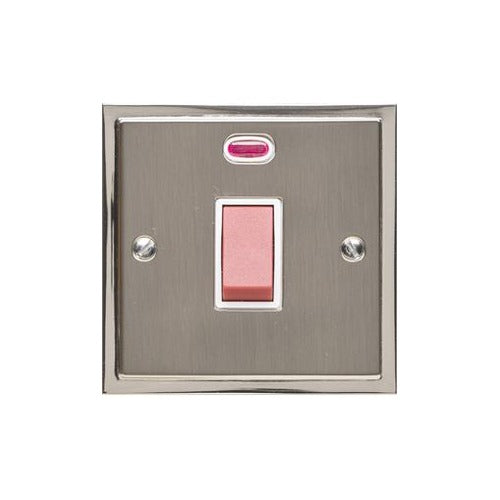 Elite Stepped Plate Range Satin Nickel Switches & Sockets, S05 - 45A DP Cooker Switch with Neon (single plate) by Heritage Brass By M-Marcus