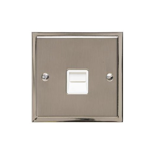 Elite Stepped Plate Range Satin Nickel Switches & Sockets, S05 - 1 Gang Secondary Line Socket by Heritage Brass By M-Marcus