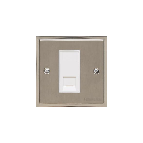 Elite Stepped Plate Range Satin Nickel Switches & Sockets, S05 - 1 Gang RJ11 by Heritage Brass By M-Marcus
