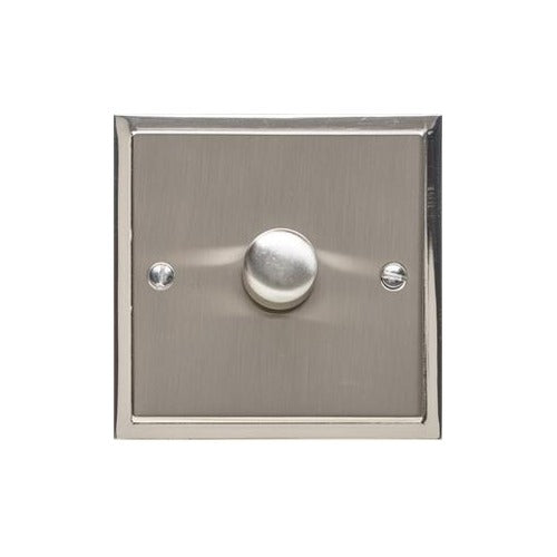 Elite Stepped Plate Range Satin Nickel Switches & Sockets, S05 - 1 Gang TED Dimmer (Compatible with LED Lamps) by Heritage Brass By M-Marcus