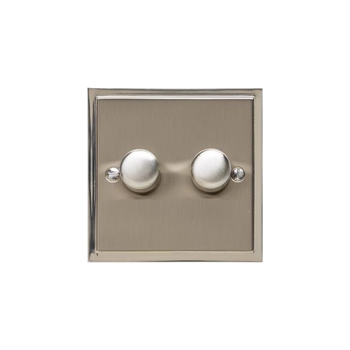 Elite Stepped Plate Range Satin Nickel Switches & Sockets, S05 - 2 Gang Dimmer 400 watts (Compatible with halogen/ incandescent bulbs) by Heritage Brass By M-Marcus