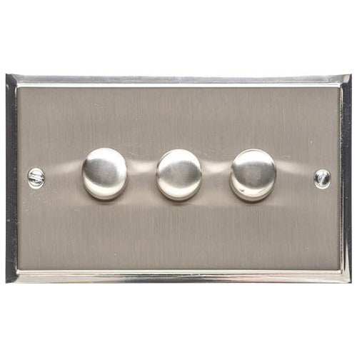 Elite Stepped Plate Range Satin Nickel Switches & Sockets, S05 - 3G Multi Location Primary Dimmer by Heritage Brass By M-Marcus
