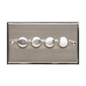 Elite Stepped Plate Range Satin Nickel Switches & Sockets, S05 - 4 Gang Dimmer 400 watts(Compatible with halogen/ incandescent bulbs) by Heritage Brass By M-Marcus