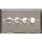 Elite Stepped Plate Range Satin Nickel Switches & Sockets, S05 - 4 Gang TED Dimmer (Compatible with LED Lamps) by Heritage Brass By M-Marcus