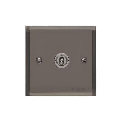 Elite Stepped Plate Range Polished Black Nickel Switches & Sockets, S06 - 1 Gang Toggle Switch by Heritage Brass By M-Marcus