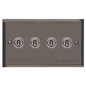 Elite Stepped Plate Range Polished Black Nickel Switches & Sockets, S06 - 4 Gang Toggle Switch by Heritage Brass By M-Marcus