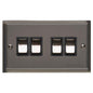 Elite Stepped Plate Range Polished Black Nickel Switches & Sockets, S06 - 4 Gang Rocker Switch by Heritage Brass By M-Marcus