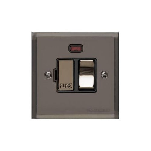 Elite Stepped Plate Range Polished Black Nickel Switches & Sockets, S06 - Switched Spur with Neon (13 Amp) by Heritage Brass By M-Marcus