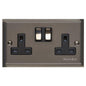 Elite Stepped Plate Range Polished Black Nickel Switches & Sockets, S06 - Double Socket (13 Amp) by Heritage Brass By M-Marcus