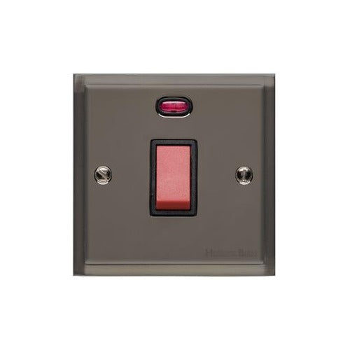 Elite Stepped Plate Range Polished Black Nickel Switches & Sockets, S06 - 45A DP Cooker Switch with Neon (single plate) by Heritage Brass By M-Marcus
