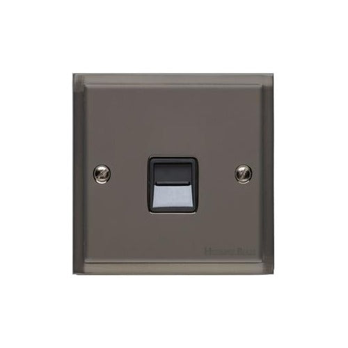 Elite Stepped Plate Range Polished Black Nickel Switches & Sockets, S06 - 1 Gang Secondary Line Socket by Heritage Brass By M-Marcus