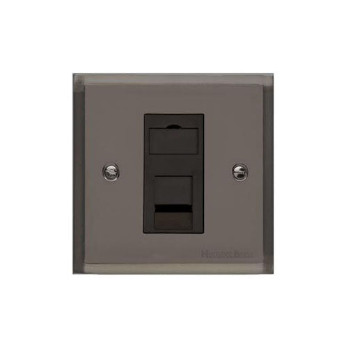 Elite Stepped Plate Range Polished Black Nickel Switches & Sockets, S06 - 1 Gang CAT6 by Heritage Brass By M-Marcus