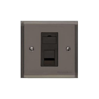 Elite Stepped Plate Range Polished Black Nickel Switches & Sockets, S06 - 1 Gang CAT6 by Heritage Brass By M-Marcus