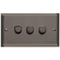 Elite Stepped Plate Range Polished Black Nickel Switches & Sockets, S06 - 3 Gang Dimmer 400 watts (Compatible with halogen/ incandescent bulbs) by Heritage Brass By M-Marcus