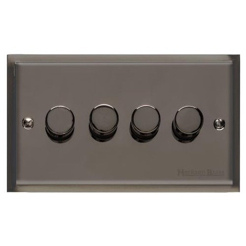 Elite Stepped Plate Range Polished Black Nickel Switches & Sockets, S06 - 4G Multi Location Secondary Dimmer by Heritage Brass By M-Marcus
