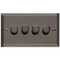 Elite Stepped Plate Range Polished Black Nickel Switches & Sockets, S06 - 4 Gang Dimmer 400 watts(Compatible with halogen/ incandescent bulbs) by Heritage Brass By M-Marcus