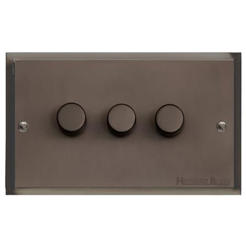 Elite Stepped Plate Range Matt Bronze Switches & Sockets, S09 - 3G Multi Location Primary Dimmer by Heritage Brass By M-Marcus