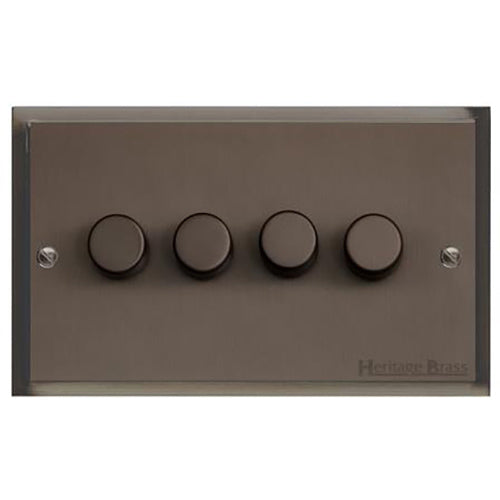 Elite Stepped Plate Range Matt Bronze Switches & Sockets, S09 - 4 Gang Dimmer 400 watts(Compatible with halogen/ incandescent bulbs) by Heritage Brass By M-Marcus