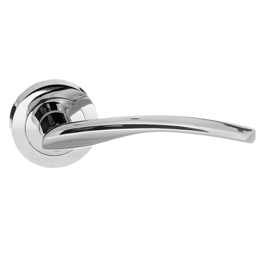 STATUS Arizona Lever Door Handle on Round Rose - Polished Chrome - Default