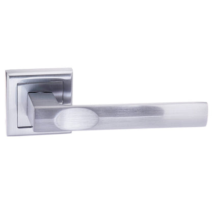 STATUS Kansas Lever Door Handle on Square Rose - Satin Chrome - Default