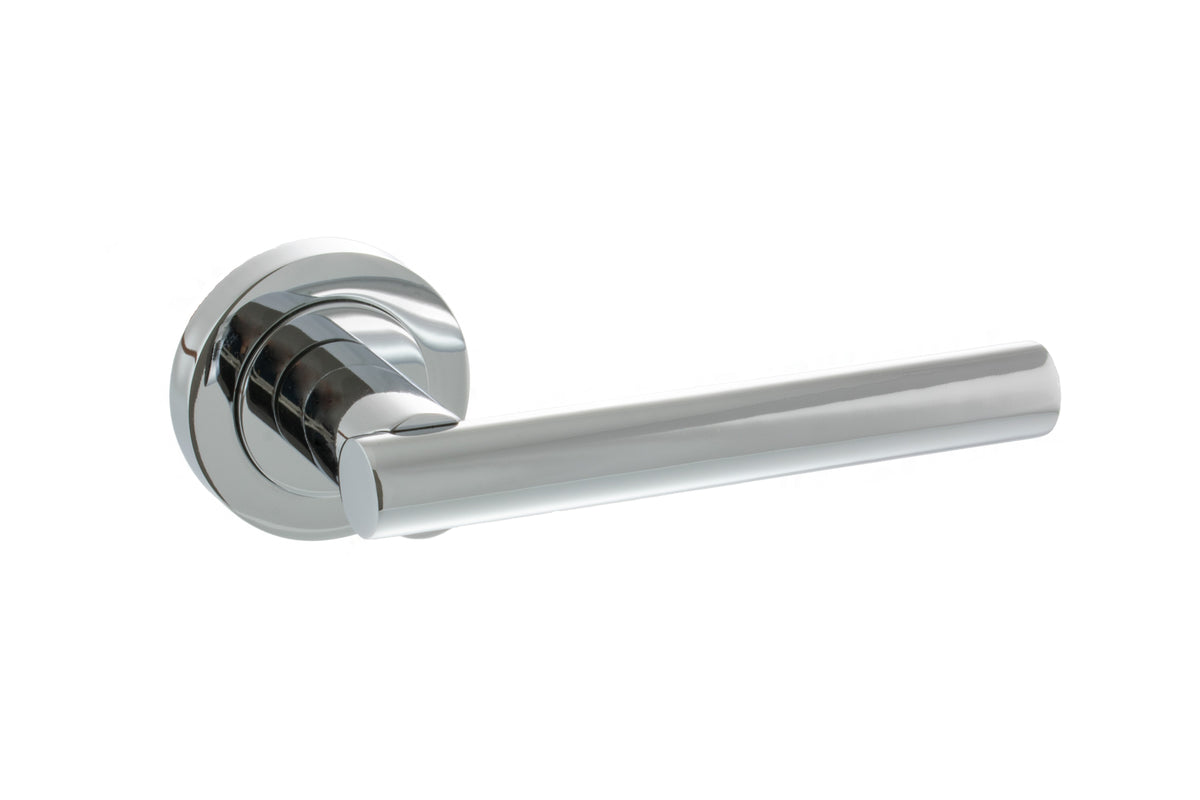 STATUS Nebraska Lever Door Handle on Round Rose - Polished Chrome - Default