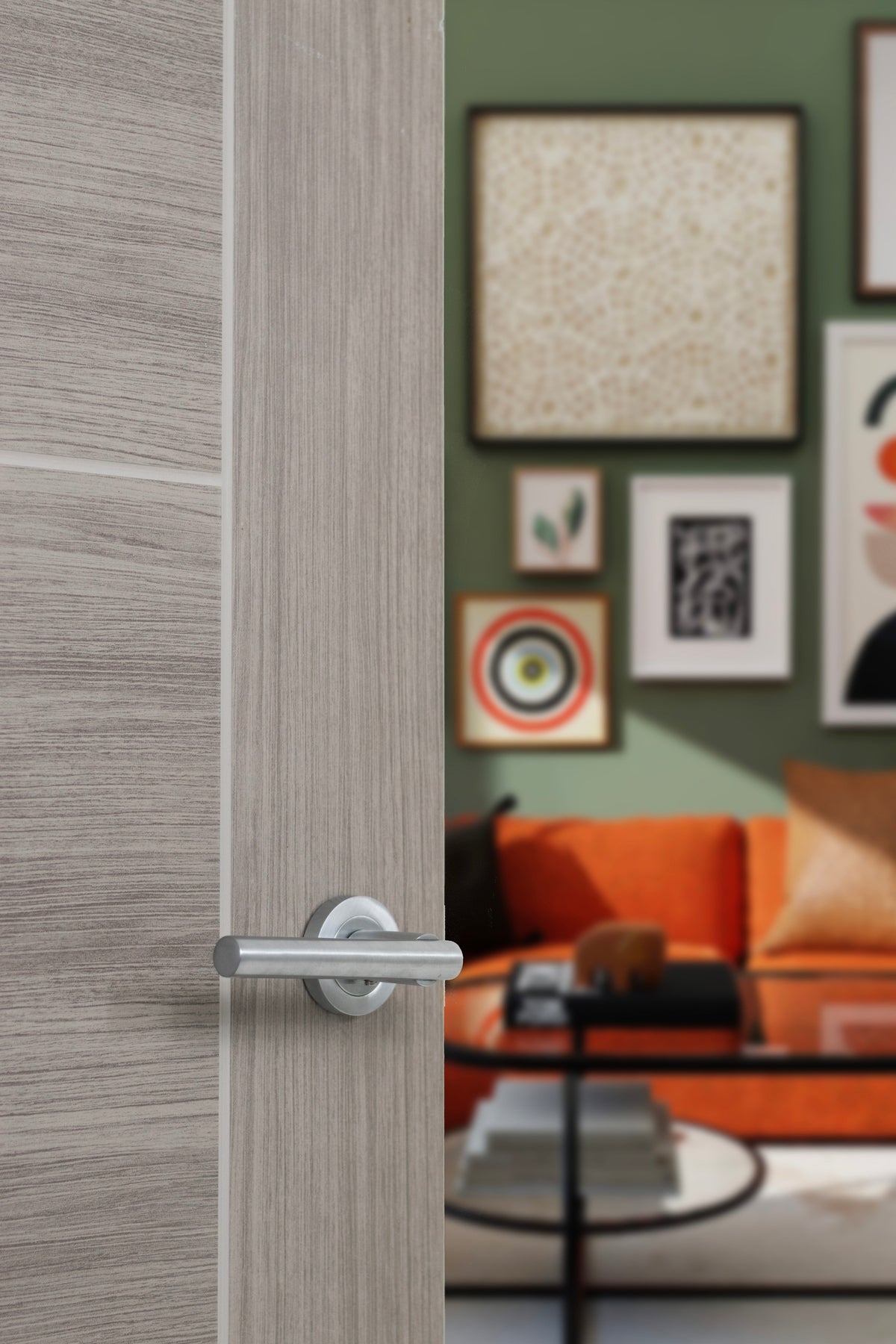 STATUS Nebraska Lever Door Handle on Round Rose - additional image
