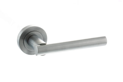 STATUS Nebraska Lever Door Handle on Round Rose - Satin Chrome - Default