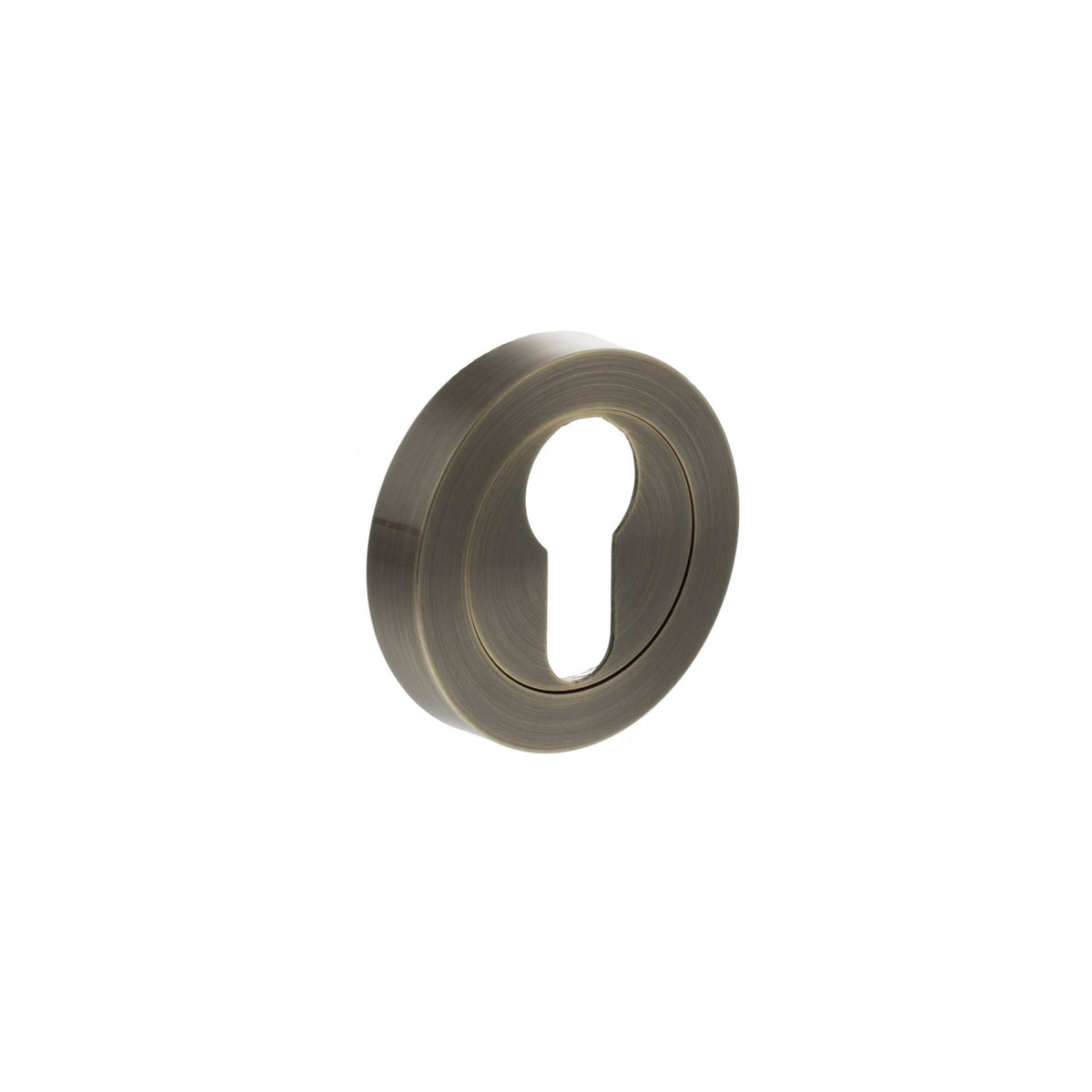 STATUS Euro Escutcheons on Round Rose - Antique Brass - Depth: 10mm, Height: 51mm, Width: 51mm