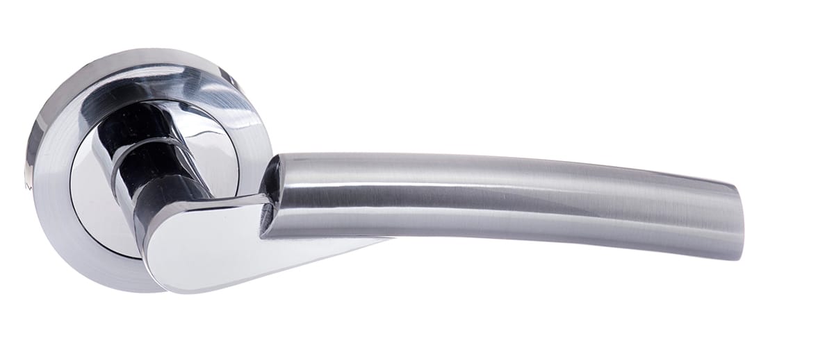 STATUS Florida Lever Door Handle on Round Rose - Satin Chrome/Polished Chrome - Default