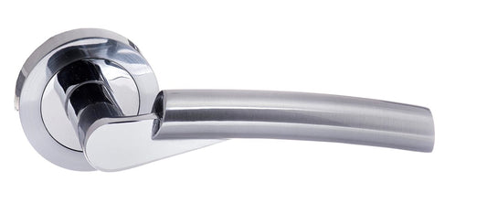 STATUS Florida Lever Door Handle on Round Rose - Satin Chrome/Polished Chrome - Default