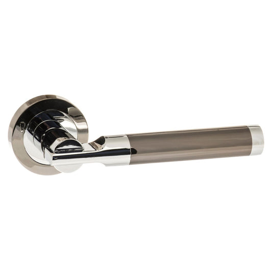 STATUS Dakota Lever Door Handle on Round Rose - Black Nickel/Polished Chrome - Default
