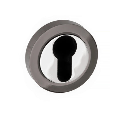 STATUS Euro Escutcheons on Round Rose - Black Nickel/Polished Chrome - Default