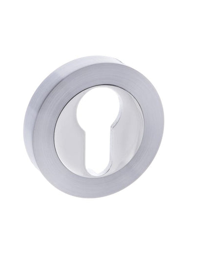 Mediterranean Euro Escutcheons on Round Rose - Satin Chrome/Polished Chrome - Default
