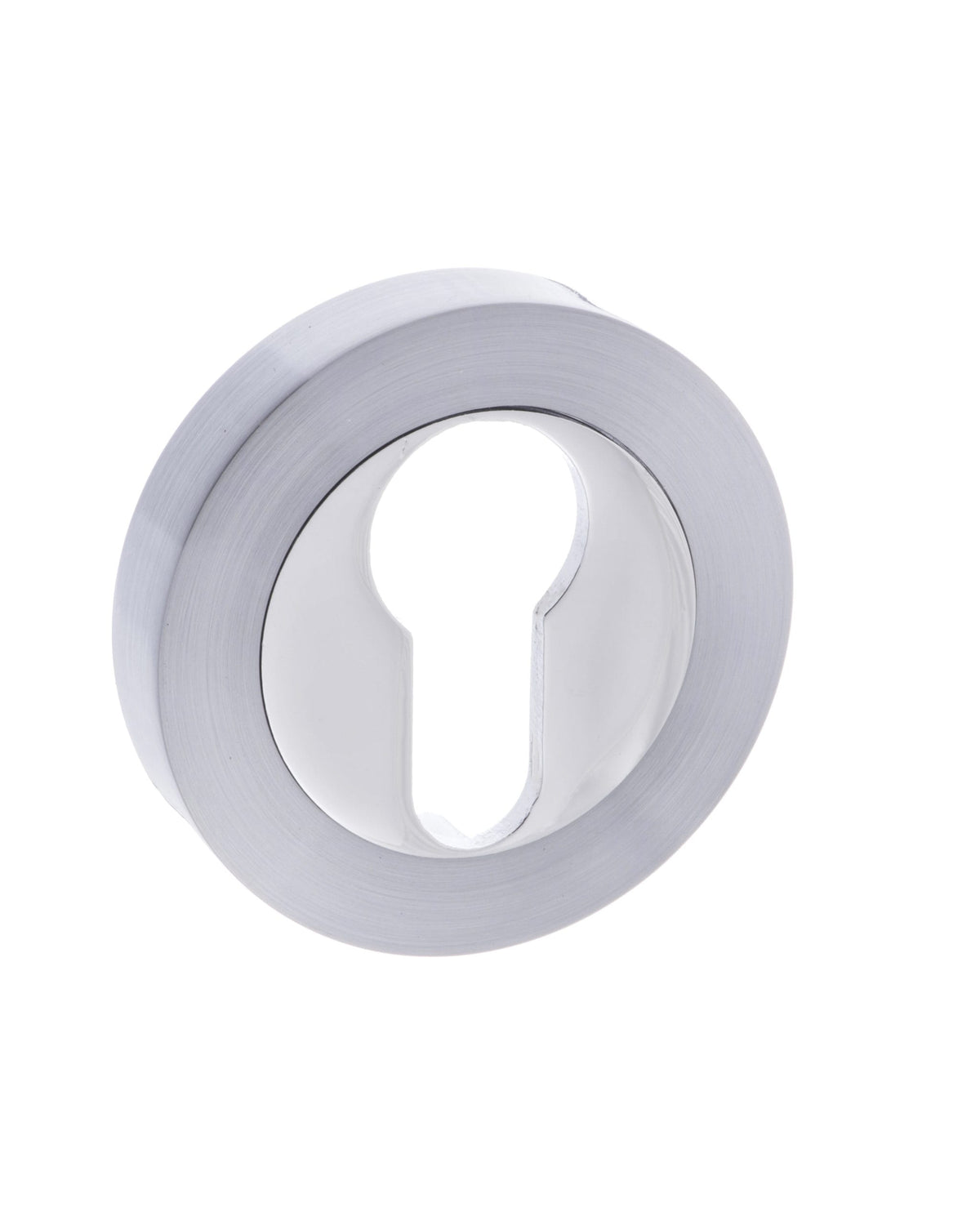 STATUS Euro Escutcheons on Round Rose - Satin Chrome/Polished Chrome - Default