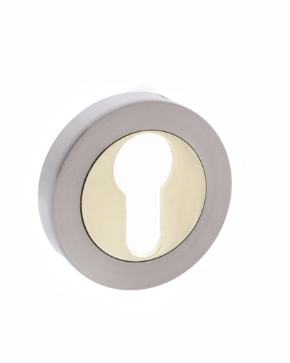 STATUS Euro Escutcheons on Round Rose - Satin Nickel/Polished Brass - Default