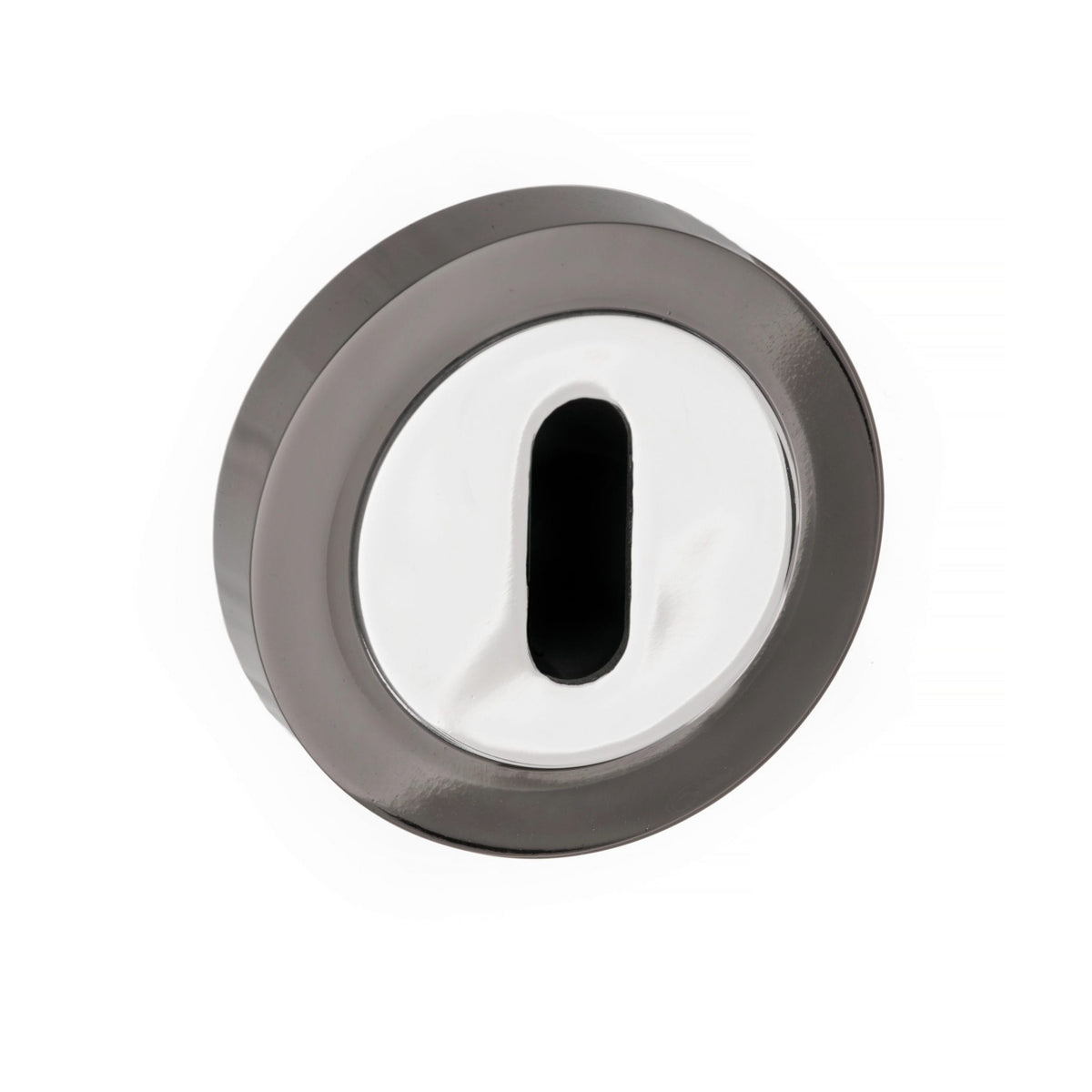 STATUS Key Escutcheons on Round Rose - Black Nickel/Polished Chrome - Default