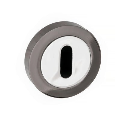 STATUS Key Escutcheons on Round Rose - Black Nickel/Polished Chrome - Default