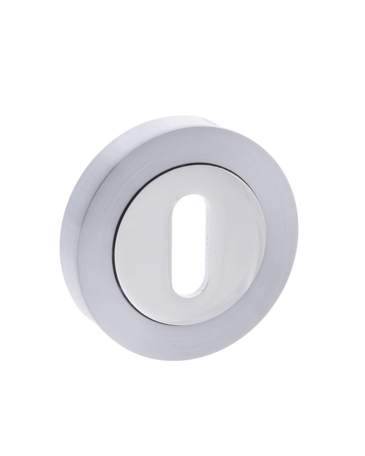 STATUS Key Escutcheons on Round Rose - Satin Chrome/Polished Chrome - Default