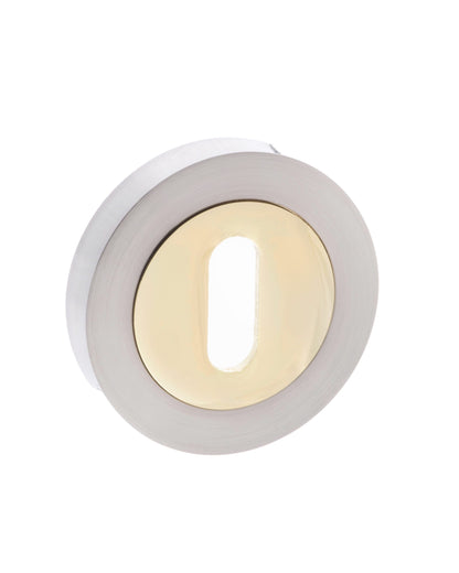 STATUS Key Escutcheons on Round Rose - Satin Nickel/Polished Brass - Default