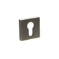 STATUS Euro Escutcheons on S4 Square Rose - Antique Brass - Depth: 10mm, Height: 50mm, Width: 50mm
