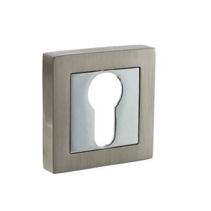 STATUS Euro Escutcheons on S4 Square Rose - Satin Nickel/Polished Chrome - Default