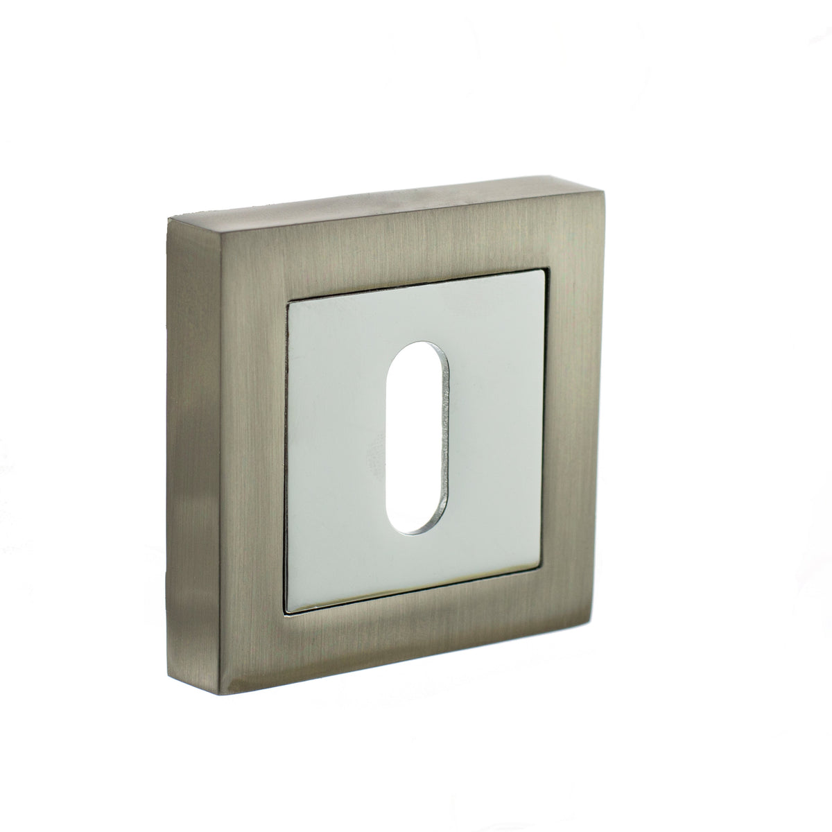 STATUS Key Escutcheons on S4 Square Rose - Satin Nickel/Polished Chrome - Default
