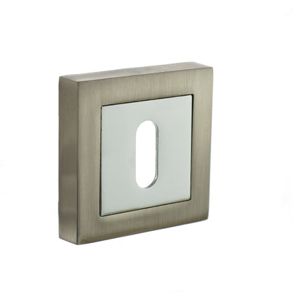 STATUS Key Escutcheons on S4 Square Rose - Satin Nickel/Polished Chrome - Default