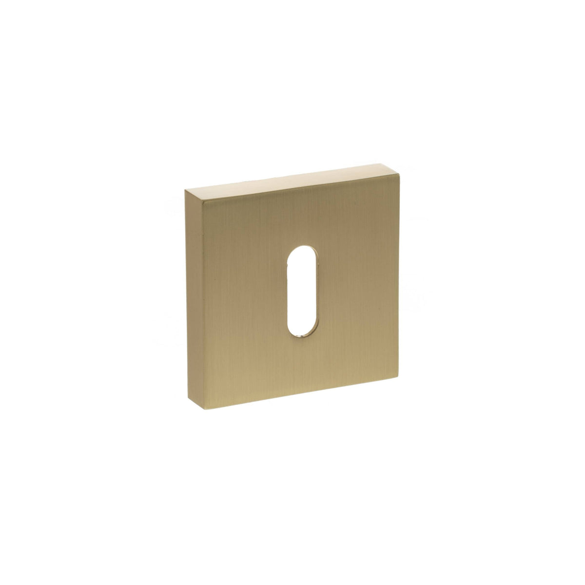STATUS Key Escutcheons on S4 Square Rose - Satin Brass - Depth: 10mm, Height: 50mm, Width: 50mm